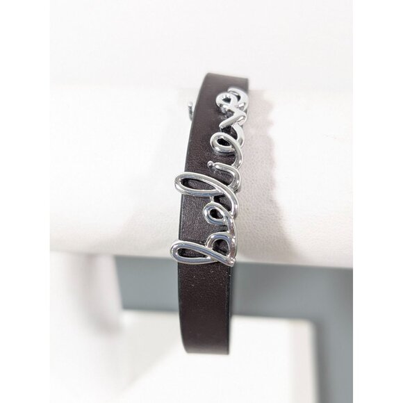 Keep Collective Believe Charm Bracelet Brown Black reversible Leather 8 in - Picture 1 of 16